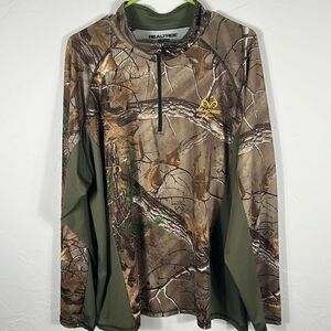 🔥 Camo REALTREE XTRA Pullover 1/4 ZIP Polyester/Spandex Sweatshirt - Sz XL -EUC
